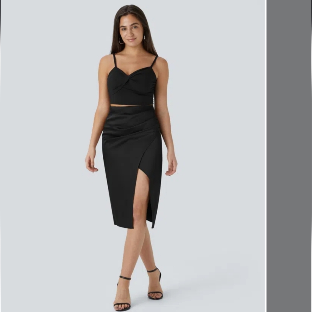 NWT Halara High Waisted Satin-Like Midi Skirt, Large